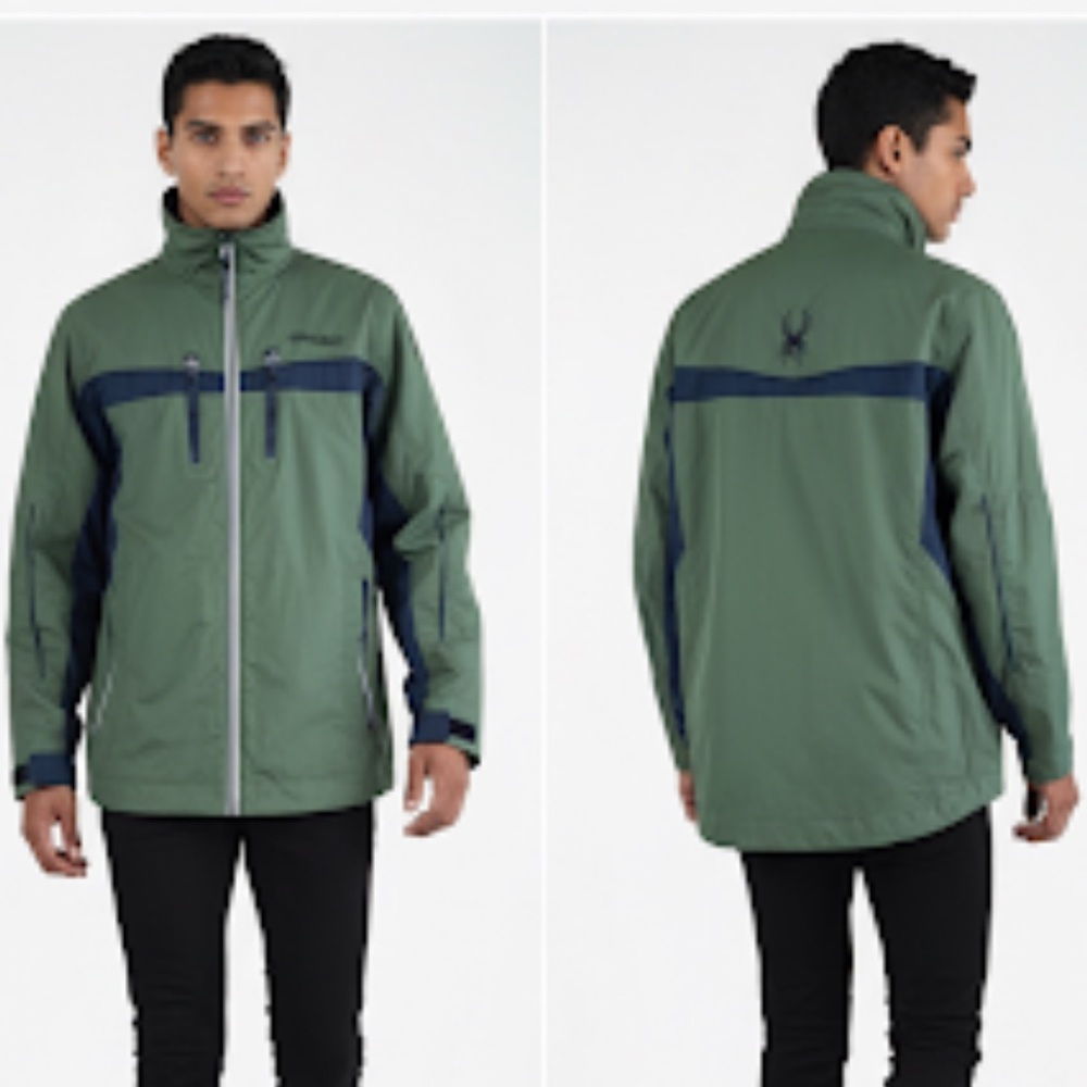 Spyder Lightweight Windbreakers Green & Black Col… - image 1